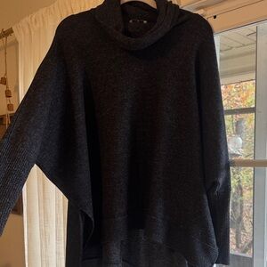 STORY red dress Elegant oversized Cowl Neck Sweater charcoal gray